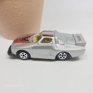 Vintage Metal Diecast Race Car Toy Silver Red Black Number‎ 5 Collectible